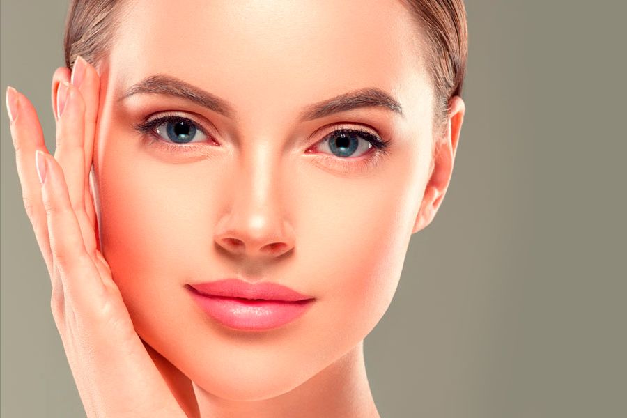 Young lady after rhinoplasty surgery